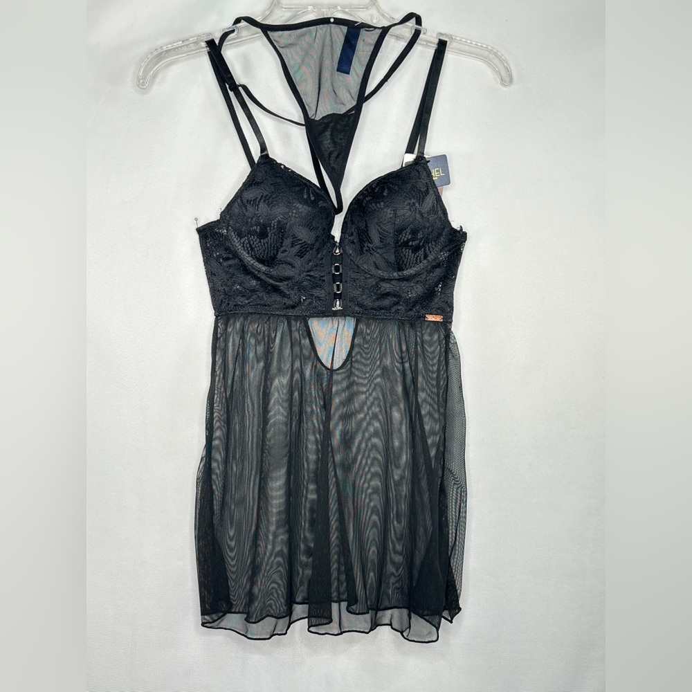 NWT RACHEL Rachel Roy Black Luxe Lace
Babydoll Nightgown Lingerie Sz‎ S